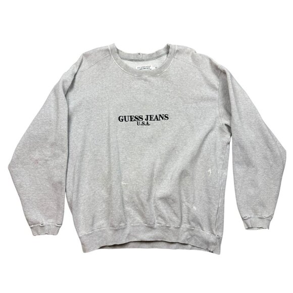Guess Jeans USA Gray Embroidered Logo Crewneck Sweatshirt Men’s Large - Picture 1 of 8